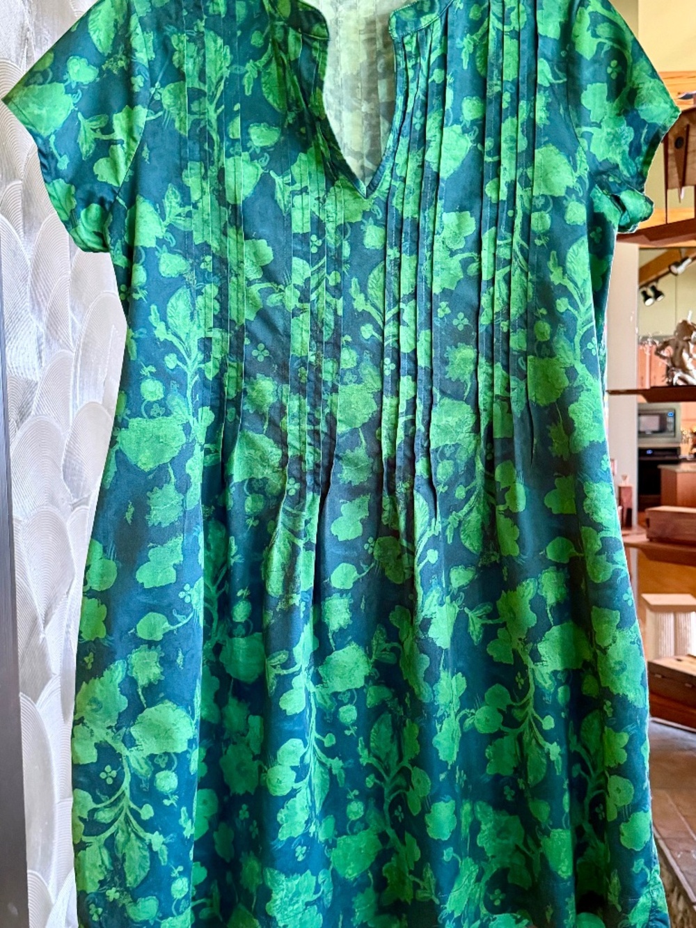 Peruvian Connection Size M 100% Pima Cotton Jade and blue with pockets